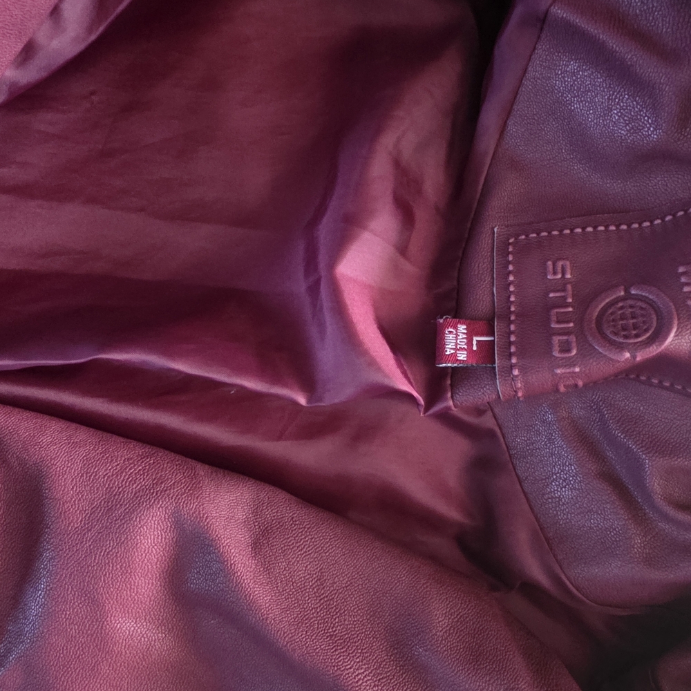 Max Studio Maroon Leather Jacket - image 7